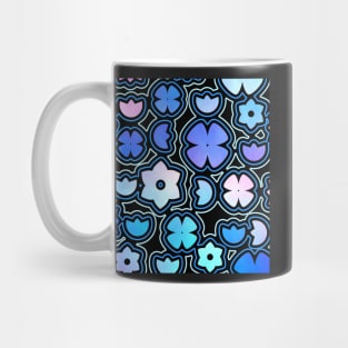 Floral doodles in blue Mug